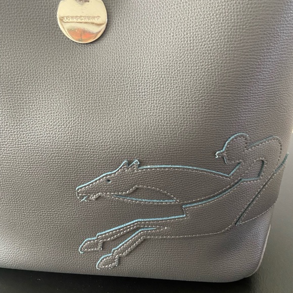 Longchamp Logo Patch Hobo Shoulder Bag ( gray ) - Picture 11 of 12